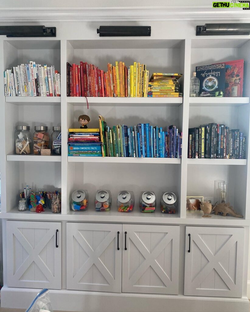 Elizabeth Berkley Instagram - All my mama friends know how Seriously obsessed I am with curating Sky’s books and art supplies. It’s a joy for me like some people have with other aspects of home design. Here’s a tiny glimpse ❤️❤️❤️#backtoschool #child #organization #home #play #playroom