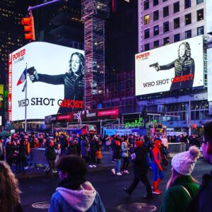 Elizabeth Rodriguez Instagram - Today is the day! @power_starz but this is other level crazy. To see myself in Time Square and Grand Central is a little outer body. I was born and raised in this city, on these streets, never imagining this as a possibility. #whoshotghost  5,4,3,2,1 #levelup #timesquare #newyork #2020 thank you @courtneyakemp love you always