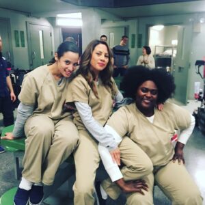 Elizabeth Rodriguez Instagram - Behind the scenes of our last day shooting... it’s finally starting to hit me. I shot the first day of season1 and the last day of season7. There was no way to imagine what this series was about or how it would effect so many lives and change the old Hollywood paradigm forever . It shed light on many important issues and made us laugh and cry along the way. THANK YOU @ijnej from the bottom of my super sensitive heart. Thank you fans for taking this ride with us. #timeflies #finalbow #gratitude #aleida #aleidadiaz  #oitnb #netflix #whataride #actor #livingmybestlife