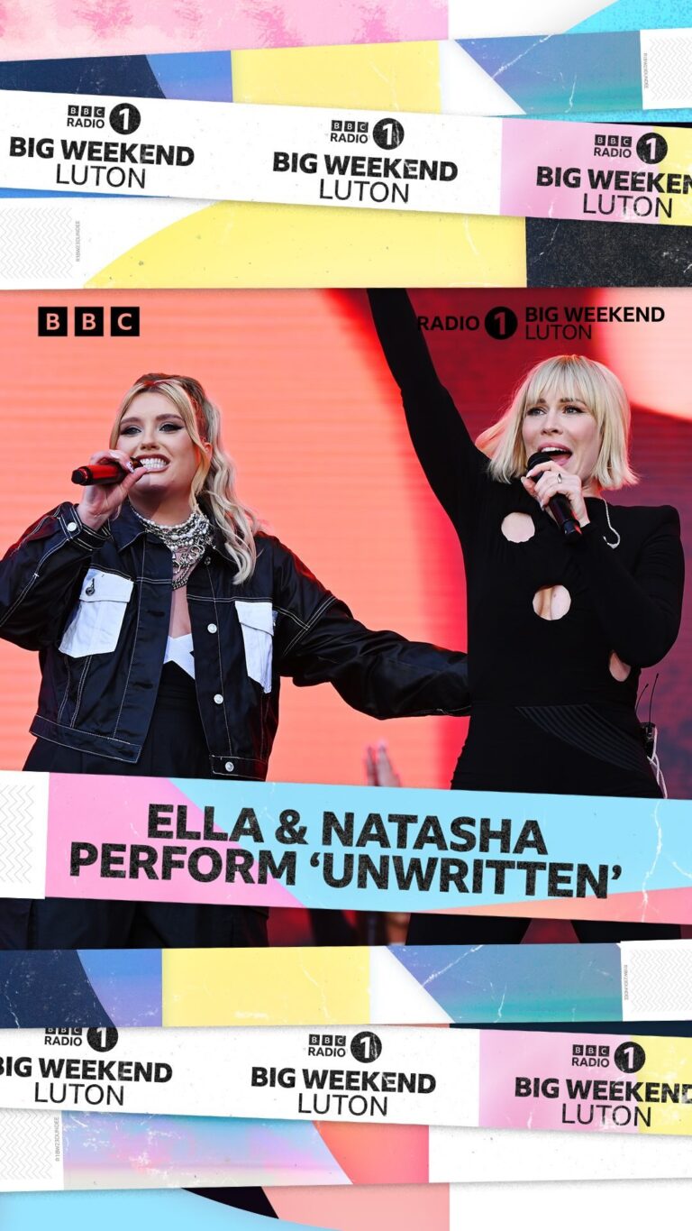 Ella Henderson Instagram - what a moment! 🥹 @official_ellahenderson and @natashabedingfield perform ‘unwritten’ 💗 #bigweekend Listen on @bbcsounds | Watch on @bbciplayer