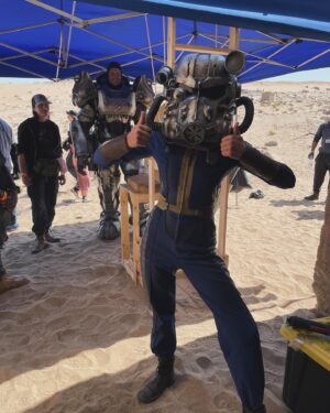 Ella Purnell Instagram - Happy Fallout day you guyyyyyyyyyssss. I’m just so damn happy this show is finally out. Now I get to post all the BTS I’ve been sitting on for 2 years 😈 MostLy, I’m taking today to appreciate all of the incredible, talented and hard working crew that worked on this show. Crews make the movies (and the shows). That’s a fact, and ours took a village and a half- we shot for about 8 months, travelled across the world (all the way to Namibia!), in the hottest AND the coldest weather, with long hours and a big fucking smile on all of our faces the whole way through. It was challenging and bonkers and SO much fun. I am in awe of every single person, and am so grateful for all of the lifelong friends I made along the way. Special shout out to the babes on the second slide, that’s the team that got me through every single day. @lucycobbbs on costume, @mikemakeup on make up and @mitchellbeck71 on hair. I owe you guys so much. I can never thank you enough. ❤️ Also to my insanely badass stuntwoman @hannahscottstunt who made my jaw drop on the floor more times than I can count, had my back through it all, and is an advocate for everyone around her. You light up all the rooms, and put the goofiest smile on my face every day. I adore you. Thank you. 💪🏼 The same to the rest of our wonderful, fiercely talented stunt team - you. killed. it. Especially @hitthemark @action_jason @picsofship and others I don’t have the tags for!!! You know who you are hopefully. Thank you for teaching me so much, making this show so good, and for always bringing the VIBES! I have the coolest friends.  To @carygunnar Vickie and Jamie - sorry for always breaking your genius creations. To our wonderful costume designer, Amy, thank you for your collaboration. Soup, I’m so glad we met. To @amandatenenofficial you are a wonderful friend. To @kohli_calhoun - I wouldn’t be anywhere without you. Our photographer, Jojo and BTS crew @mikkelzall your work is beautiful. @falynhuang on the BALLS AND CHARTS 💕 THERES A MILLION MORE PEOPLE I HAVE TO THANK, and it will still never be enough. I haven’t even started on the cast and creators! Luckily, there’ll be many more posts to come 😉 This one’s for the crew 🥂