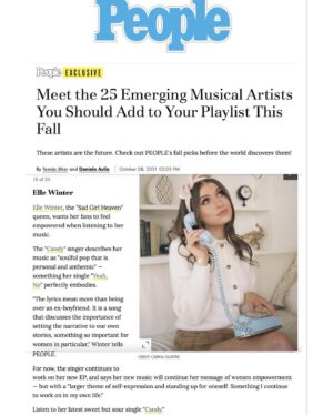 Elle Winter Instagram - SO honored to be included as @people emerging artist!! I am so excited for you to hear this new chapter coming SO soon🤩🎙