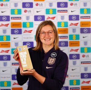 Ellen White Instagram - Shocked and speechless to be voted for by the amazing England fans. I am so proud and honoured to win this award! I can’t begin to explain how privileged I feel to play for @lionesses @england it’s honestly a dream! Thank you, and can’t wait to see fans back at our games starting this Friday 🤩 #lionesses 
📸 @pappasnappa