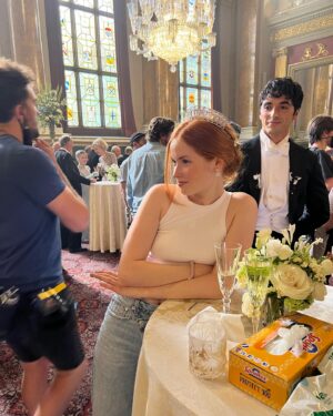 Ellie Bamber Instagram - the food props were a bit of a distraction @rwrbonprime @matthewmichaellopez @casey.mcquiston