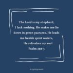 Ellie Holcomb Instagram - This verse is so well known and such a beautiful promise. I have found great comfort in these words over the years, but in seasons when my heart was aching, it felt harder to believe. It felt hard to read “I shall not be in want” when my soul felt left in the dust, longing for so much, for a different outcome to the story I was walking through. Have you ever felt that way when reading promises like this in Scripture? It can be so confusing. Sometimes seasons of “being in want” descend upon your normal from out of nowhere, and sometimes the “valley” seems like it is just where you will always live, but I can honestly say that I have known God’s comfort and restoration even in those kinds of seasons. I have found that even in the valley, when God is shepherding us, our soul really does have what it needs. We are not in a state of “want” when it comes to His nearness and tenderness . . . even if our current view of the world looks dim and dark. #fightingwords #fightingwordsfriday #fwf #scripture #bibleverses #verseoftheday #inspiration #devotional #ellieholcomb