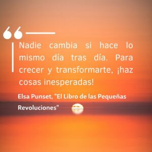 Elsa Punset Instagram - Los humanos, dice el psiquiatra Dan Gilbert, somos proyectos en curso, que equivocadamente creemos estar terminados... Si siempre haces lo mismo, siempre dices lo mismo y siempre ves a las mismas personas, ¡nada puede cambiar en tu vida!  Para salir de tu zona de comfort y sacudir tus hábitos, ¡haz a menudo algo diferente!  Regresa a casa por un camino diferente... ve a comprar el pan a un sitio nuevo... entra en un museo desconocido, descubre un personaje nuevo, haz un nuevo amigo... habla con alguien en la calle, mira el mundo con los ojos de un niño pequeño... escribe un poema, funda una asociación, preséntate a un nuevo trabajo... ¡hazte oír en este mundo! 🧡

#inteligenciaemocional #elsapunset #quote #reflexion #cambios #proyectos