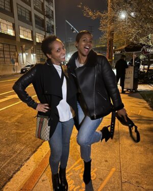 Emayatzy Corinealdi Instagram - That one time when me and the star of @reasonabledoubthulu showed up to dinner dressed alike! As @angelagrovey would say “Happy Monday!” #reasonabledoubt #twinsies #seasontwo #ladiesnight #emayatzycorinealdi