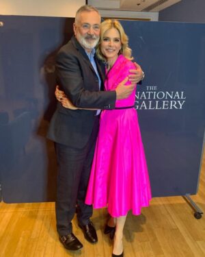 Emilia Fox Instagram - Had such a great time talking to my dear friend and leading criminologist @professordavidwilson last night for #Audipresents with such a lovely audience @nationalgallery . With thanks to @audiuk and @suzannahlondon @emmylondonofficial @coeur_de_lion_jewellery for letting me #borrow such a fab dress, heels & jewellery . And thank you @lizbeckettmua @bencooke_lockonego @arabellaboycestylist #audiambassador