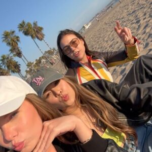 Emilia McCarthy Instagram - some highlights 🌞: 
Jon & Vinny’s with the girlies 
Beach days with Joelle & Jenny
Seeing Adriana 16 years after working together in Babel
Dear at the lake Hollywood walk