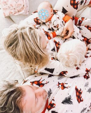 Emilie Ullerup Instagram - #thisisus now. Matching pjs. All my fault. And I’m loving every freakin’ corny minute of it 😍😍😍 @kylecassie #whoevenami #helloitsme #christmaspjs #nissebanden #jul
