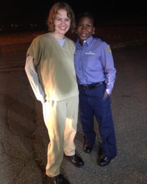 Emily Althaus Instagram - I never really got to say goodbye to this character... But I got to keep the friends I made while playing her, so I mark my time on #OITNB as a win, a big, sloppy, opportunity bringing, thing I’ll always be grateful for, win. Also, 
REAL FINAL GOODBYE to that prison bra.  #oitnb #finalseason #orange #kukudio #bra #fromthevault 🍊🖤 #tb