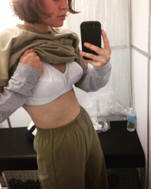 Emily Althaus Instagram - I never really got to say goodbye to this character... But I got to keep the friends I made while playing her, so I mark my time on #OITNB as a win, a big, sloppy, opportunity bringing, thing I’ll always be grateful for, win. Also, 
REAL FINAL GOODBYE to that prison bra.  #oitnb #finalseason #orange #kukudio #bra #fromthevault 🍊🖤 #tb
