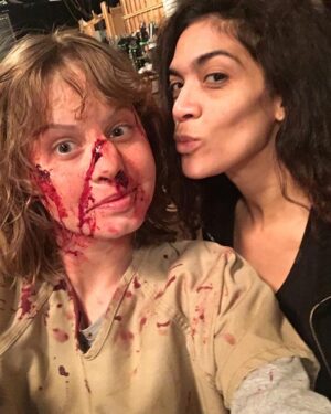 Emily Althaus Instagram - I never really got to say goodbye to this character... But I got to keep the friends I made while playing her, so I mark my time on #OITNB as a win, a big, sloppy, opportunity bringing, thing I’ll always be grateful for, win. Also, 
REAL FINAL GOODBYE to that prison bra.  #oitnb #finalseason #orange #kukudio #bra #fromthevault 🍊🖤 #tb