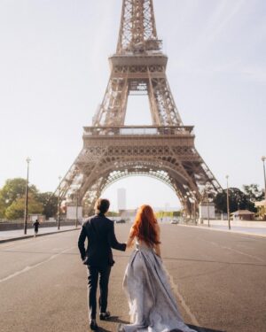 Emily Ashby Instagram - City of Love♥️ with my Babe for all Eternia. 

Thank you so much to @litvinjulia.photo for this dreamy shoot!! 
Dress & Suit Designed by the incredible @tommasocardullo 
#paris #parisfrance #parisvibes #parisphoto #parisphotography #cityoflove