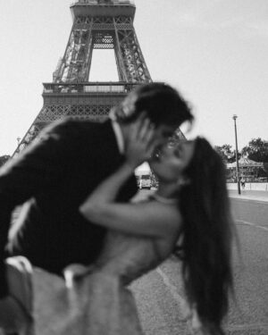 Emily Ashby Instagram - City of Love♥️ with my Babe for all Eternia. 

Thank you so much to @litvinjulia.photo for this dreamy shoot!! 
Dress & Suit Designed by the incredible @tommasocardullo 
#paris #parisfrance #parisvibes #parisphoto #parisphotography #cityoflove