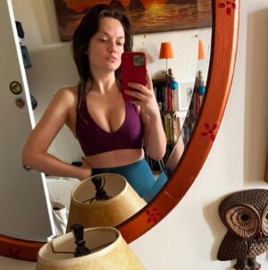 Emily Meade Instagram - Dirty mirror selfie ad for sports bra or my breasts?