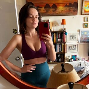 Emily Meade Instagram - Dirty mirror selfie ad for sports bra or my breasts?