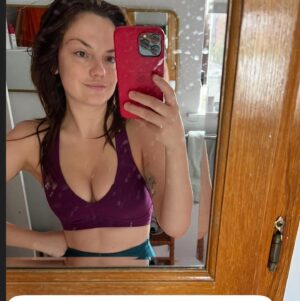 Emily Meade Instagram - Dirty mirror selfie ad for sports bra or my breasts?