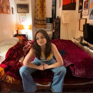 Emily Meade Instagram - I'm not a fan of the Lakers per se , but I am a fan of cosplaying as a 1970s teen heartthrob on the cover of Tiger Beat Magazine.