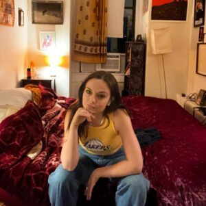 Emily Meade Instagram - I'm not a fan of the Lakers per se , but I am a fan of cosplaying as a 1970s teen heartthrob on the cover of Tiger Beat Magazine.