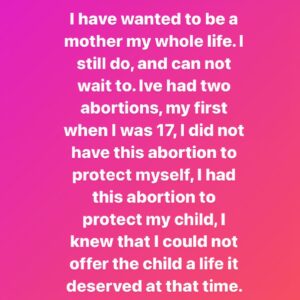 Emily Meade Instagram - I was afraid to say anything publicly about having an abortion. Afraid that it's egotistical and embarrassing to even think my opinion or experience matters. Afraid of what people who know be but do not really know me might think or how they might judge me. Afraid of all the mean comments from trolls to follow. Afraid of losing followers which happens every time I post anything about my beliefs, and sadly follower numbers matter in the industry I'm in. Afraid that one day I could lose a job from someone who has a different belief system than me after stating my own. But that's the exact problem we are facing here, FEAR. So fuck that.