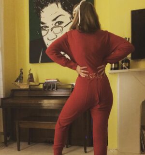 Emily Tarver Instagram - This is my dear friend B. They’ve got some big bullshitty cancer. They are a true blue friend. They got me a onesie for Xmas one year with “Texas” on the back   a butt flap AND my initials on the front(2nd pic). 🔗to their go fund me is in my bio so PLEASE - any little or HUGE amount helps so much I love you all please love my friend with $$$ and good vibes. ♥️💞♥️