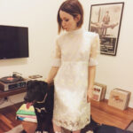 Emily Browning Instagram - Puppy glamour shots with Trouble, post @sagaftrafound panel... and pre having my head/face slobbered all over 💖🐶💖