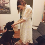 Emily Browning Instagram - Puppy glamour shots with Trouble, post @sagaftrafound panel... and pre having my head/face slobbered all over 💖🐶💖