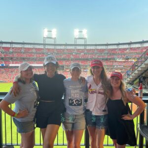 Emily Henry Instagram - Thank you all so much for coming out last night to Busch Stadium for the pre-game book club. This was one of the most special days for me of the last five years. There are no words for what it was like to get to meet so many of you. Thank you for driving and flying from all over, and for beautiful friendship bracelets, and for your letters and pencils, and for wearing your rodeo and Goode Books and Sunshine Falls Gear. It was a joy and an honor to sweat on you. 
A huge thank you to the Cardinals for the invitation, @juliepens for being the perfect in-conversation partner, @abergeron11 @dachejordan @daniellekeir_ and @tayhaggerty for being there for every moment of it!! I did not face my greatest fear (throwing an opening pitch) but I did face my second greatest fear (high-fiving a mascot), and that’s not nothing.
💙💙💙💙💙💜💜💜💜💜