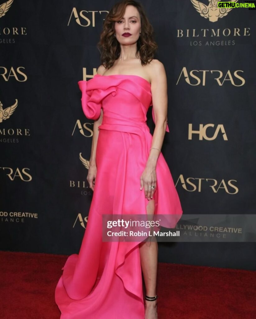 Emily Swallow Instagram - Red carpet photo dump. @hollywoodcreativealliance #astraawards I was nominated with some kick-ass ladies for Best Supporting Actress in a Streaming Drama Series for my work as The Armorer. Thank you to my glam team!!! It sure takes longer to get ready when you’re not covering your head with a helmet… Stylist: @stylebybek HMU: @dannidoesit Dress: @rubinsinger Shoes: @camillagabrieli Clutch: @lalingilondon Jewelry: @sterlingforever @rocklovejewelry @theofficialpandora Arm Candy: @chadkimball76