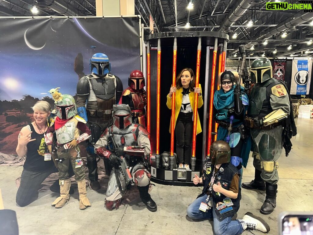 Emily Swallow Instagram - Is there a better place to be on Star Wars Day than at a fan convention? The joy was absolutely electric. However, we all know that, no matter how boisterous and confident we may seem on the outside, there could be shadows lurking beneath the surface that no one knows but we ourselves. On #thisisthewaywednesday, I want to tell you about a group of fans I met who walk The Way in a real, practical, uplifting way that was truly a day-to-day endeavor. They’d been talking online for a year, and this convention was their first in-person meeting. Between them, they knew they were dealing with severe social anxiety, a seizure disorder and other physical and emotional difficulties that might very well keep many people home in isolation. But they also had something else in common: a desire to trust each other, to practice vulnerability and to support each other. I saw them multiple times through the weekend in various states of joy and exhaustion, and I heard how they navigated tricky moments including panic attacks. At the end of the convention, they were tired and ready for rest, but they were SO joyful that they’d had the experience and stuck with each other (and with themselves) through it all. I am continually inspired by the way all of you lift each other up even with a strength you didn’t know you had. When we are acting in service to someone we love, we realize we could probably stand to show ourselves that same love, gentleness and courage. This is the Way. P.S. I lost track of which of my fabulous Armorers was which, so please forgive me if I’ve mistagged you or didn’t know your handle! Tag yourselves please! #mentalhealthawareness #thisistheway #community #comiccon #anxiety #loveoneanother #thearmorer #alwayskeepfighting