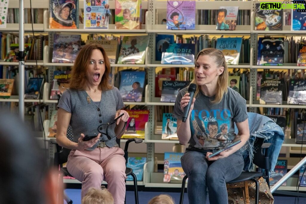 Emily Swallow Instagram - Y’all, if you’re ever invited to story time with @therealkateesackhoff, go! We got to read to some foundlings at @jaxlibrary while we were in town for @collectiveconvention. She had laryngitis but that did not stop her! Also- the entrance to the children’s section is magical. I wanted to stay there listening to forest sounds all day! #tbt #throwback #thisistheway #forthefoundlings #emilyswallow #kateesackhoff #girlpower #storytime #dropeverythingandread #library