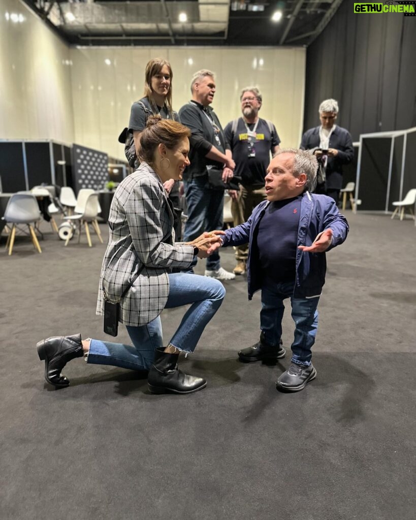 Emily Swallow Instagram - #Throwback to a year ago when I had so much fun at @starwarscelebration that I lost my voice! That didn’t stop me from strutting down the runway with the @belgian_prop_crew, fawning over @warwickadavis, kickin’ it with @krystinaarielle and trying to keep @thegiancarloesposito and @carlweathers from stealing all the shots. We even celebrated @therealkateesackhoff’s bday with a cake of…well, her. The best part was having @breewelchandhenry with me the whole weekend! Let’s do it again in Japan, shall we? #armorerapproved #thisistheway #tbt #throwbackthursday #london #starwarscelebration #themandalorian #glam