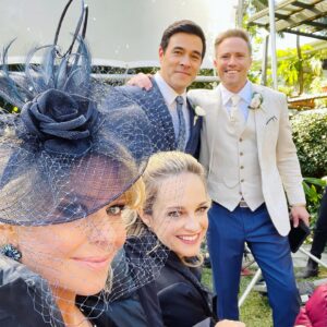 Emily Symons Instagram - Our boys @__jamesstewart__ @ditchdaveyofficial looking 💯 in their suits! More wedding to come on Monday night 7pm @channel7 💕💗💙💒