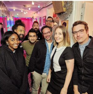Emily V. Gordon Instagram - Had ourselves a little @meltdown_show family reunion at @largolosangeles last night. We did our best to gather everyone involved in our live show- staff, audience, poster artist, pro high fiver, comic book store owners, tv show makers, photographer- and it was a blast. 

Thanks to @ayoedebiri @reggiewatts and @nickkroll for joining. Love to @ihatejoelkim who couldn’t be there day of. 

We missed you. It was nice to get that Meltdown feeling in a different time and place.