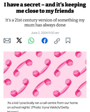 Emma Barnett Instagram - Honestly - after school at mine was like a call centre - as I rang everyone I had usually just seen during the day and they, me. Three-way calls (remember those?!) were cutting edge. 

(I actually on to work in a call centre, a job I loved, and then later into speech radio- so I obviously had honed a passion for talking..)

A few excerpts from my @theipaper column two weeks ago about my love of phone calls, landlines and Auntie Jean.

#friends #phonecalls #godmother #phonerota #landline #nineties
