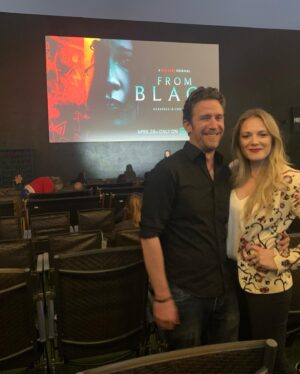 Emma Bell Instagram - Last night was fun at the #fromblackmoviepremiere with some of many favorite people.
Congrats to the #fromblackmovie cast and crew who made this seriously scary film!
@therealannacamp @thomas.marchese.photography @kellylfrazier @vinnycardinale 

Swipe—-> from the red carpet to real life 🤣