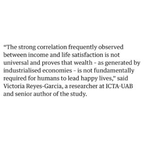 Emma Dabiri Instagram - *FACILITATES🤦🏽‍♀️ “new scientific research that could challenge the widely held perception that “money buys happiness”.

“wealth - as generated by industrialised economies - is not fundamentally required for humans to lead happy lives,”

The author of the study says “I would hope that, by learning more about what makes life satisfying in these diverse communities, it might help many others to lead more satisfying lives”

THIS IS WILD TO ME !!! Gee I wonder what it could be that makes them happier then us ? 🤔
“Wealth as generated by industrial economies” sounds innocuous and progressive but it is shorthand for a way of life that is psychotic, that is exploitative, extractive, dominant, disconnected and essentially antithetical to happiness, satisfaction or contentment.

Honestly liberals will never not baffle me. They differ to conservatives in that they appear to perceive / admit that certain social issues exist, yet seem incapable of coming up with any valid solutions because they are incapable of connecting the dots to identify the actual cause of said social issues. Instead they come up with shit like “sustainable goals” (that will never be achieved)   other meaningless time wasting and expensive excercises. 

I’m bored and exhausted and I want to live a life where everybody’s basic needs are met, where everyone’s life is honoured and respected, where everyone has access to community and a support network, and is able to pursue a life of meaningful purpose. Our current system actively prevents that   THATS WHY PEOPLE ARE MISERABLE. No more studies abeg #moneybuyshappiness