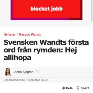 Emma Frans Instagram - Största som hänt sedan andra svensken i rymden