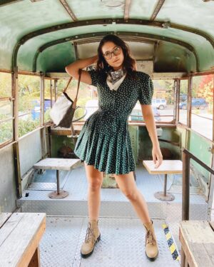 Emma Fuhrmann Instagram - vintage dress, vintage bus, modern girl? 🤓🤠