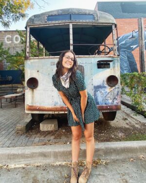 Emma Fuhrmann Instagram - vintage dress, vintage bus, modern girl? 🤓🤠