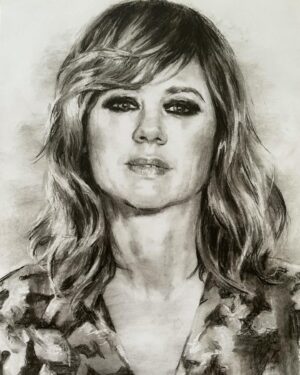 Emma Suárez Instagram - Regalo de @goticdraw realizado con carboncillo y conté.Gracias!!!