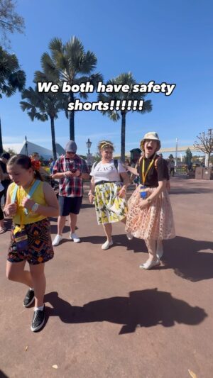 Emma Watkins Instagram - Dancers do you do this?? Do you prep for all occasions?? #safetyshorts #danceshorts 🫠🤣 Thanks for the dance Kaycee xx 🫶🏽💕 #thisismagic #hostedbyDisney #dancingatDisney