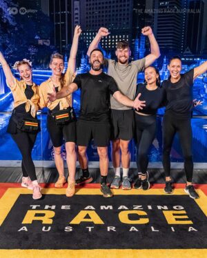 Emma Watkins Instagram - WINNERS of #TheAmazingRace 🫶🏽🫶🏽 An extremely emotional ending to such an enormous adventure, so grateful to Darren & Tristan for waiting for us all to step on the mat together and share the funds for each of our charities #thankyou  @deafconnectau