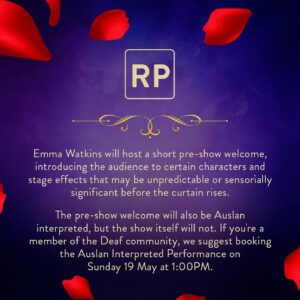 Emma Watkins Instagram - So thrilled to be part of a series of access and inclusion performances for Disney’s enchanting musical, Beauty and the Beast at Lyric Theatre QPAC 🌹 On Saturday 11 May, I will be hosting the Relaxed Performance at 1:30pm! Tickets are on sale now! Don’t miss out and head to beautyandthebeastmusical.com.au to get yours today! Can’t wait to see you there 🎫✨🌹 #BeautyMusicalAU #BeOurGuest #AutismSpectrumAustralia #AutismQueensland #atQPAC #InclusiveTheatre