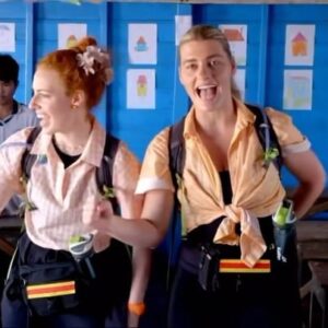 Emma Watkins Instagram - The tune of ‘Old McDonald Had A Farm’ learnt and performed in Khmer, the national language of Cambodia …. One of our favourite moments on #TheAmazingRace ✈️📚✏️🫶🏽 #sistertrip #Khmer #classroom #Cambodia #kidssong #oldmcdonald