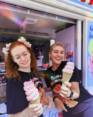 Emma Watkins Instagram - The happiness of 🍓🍦 - swipe to see *happy face* (Also known as my goat face) …. Enroute from Hamilton to Napier for @emmamemmamemma tour 🫶🏽