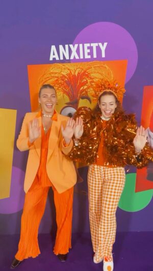 Emma Watkins Instagram - Fav colour   fav character 🧡🧡 When you get invited @disneyaunz to sparkle in orange for the premiere of #InsideOut2 @pixar 🦁🐡🍊 #thankyou #anxiety 
.
.
So lovely to attend with my sis @hayleyxanderwatkins and dance on the carpet with fellow Memma Mate @jasminetxo and laugh with @tanhennessy and OF COURSE, the divine @amypoehler 🎉🫶🏽
.
.
Big thank you @imakestagram for the orange sparkly goodness x 🧡