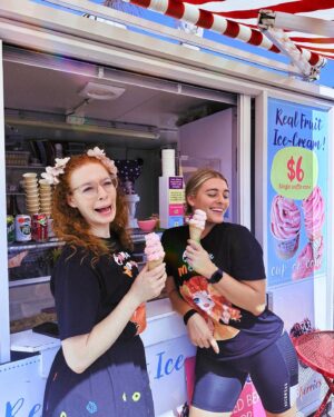 Emma Watkins Instagram - The happiness of 🍓🍦 - swipe to see *happy face* (Also known as my goat face) …. Enroute from Hamilton to Napier for @emmamemmamemma tour 🫶🏽