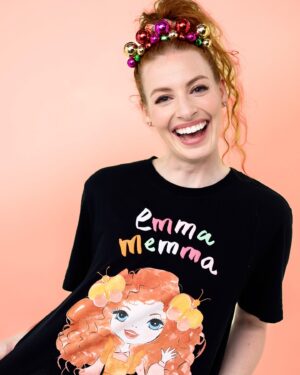 Emma Watkins Instagram - Happy #AusMusicTshirtDay 🎉 First time we have had a shirt and very grateful to create music for children and their families 🧡 Aus Music Tshirt Day is a chance to celebrate Aussie music and raise urgently needed funds for music workers. Wear your fav Aussie music shirt or donate to @supportact 🎉🧡💕🌸🫶🏽